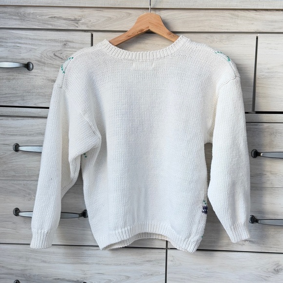 Knitted sweater with floral and diamonds pattern by Coleen’s Collectables sz L - Picture 2 of 9